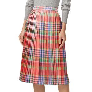 J.Crew pleated midi skirt in shimmering plaid, 00
